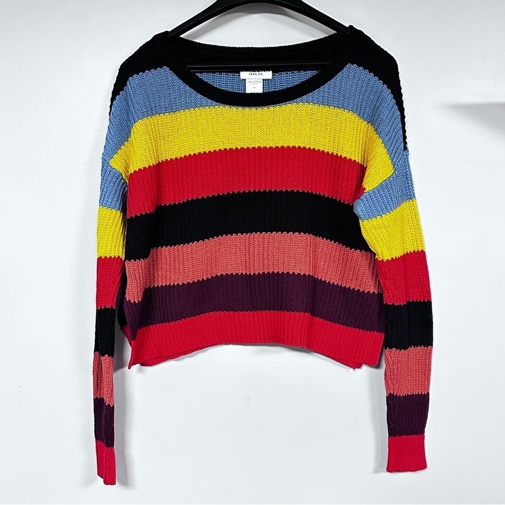 Arizona Jean Co Bold Stripes, Oversized, Cropped Sweater Women & Teens Retro M